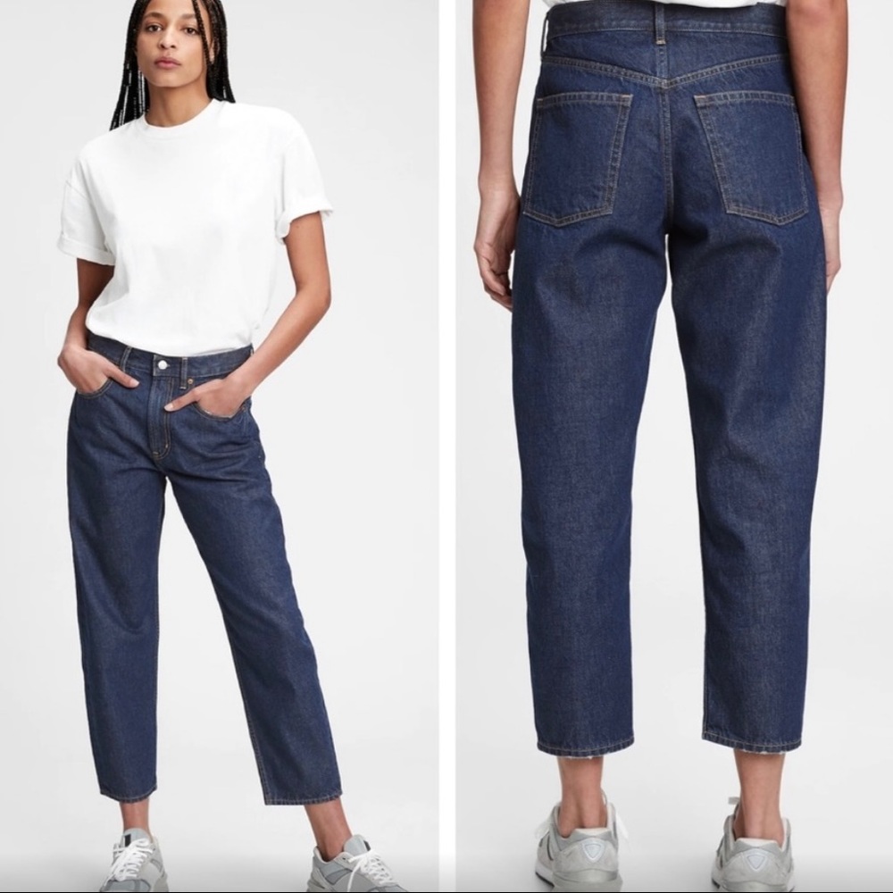 NWT Gap Barrel Jean High Rise Dark Wash 32 / 14